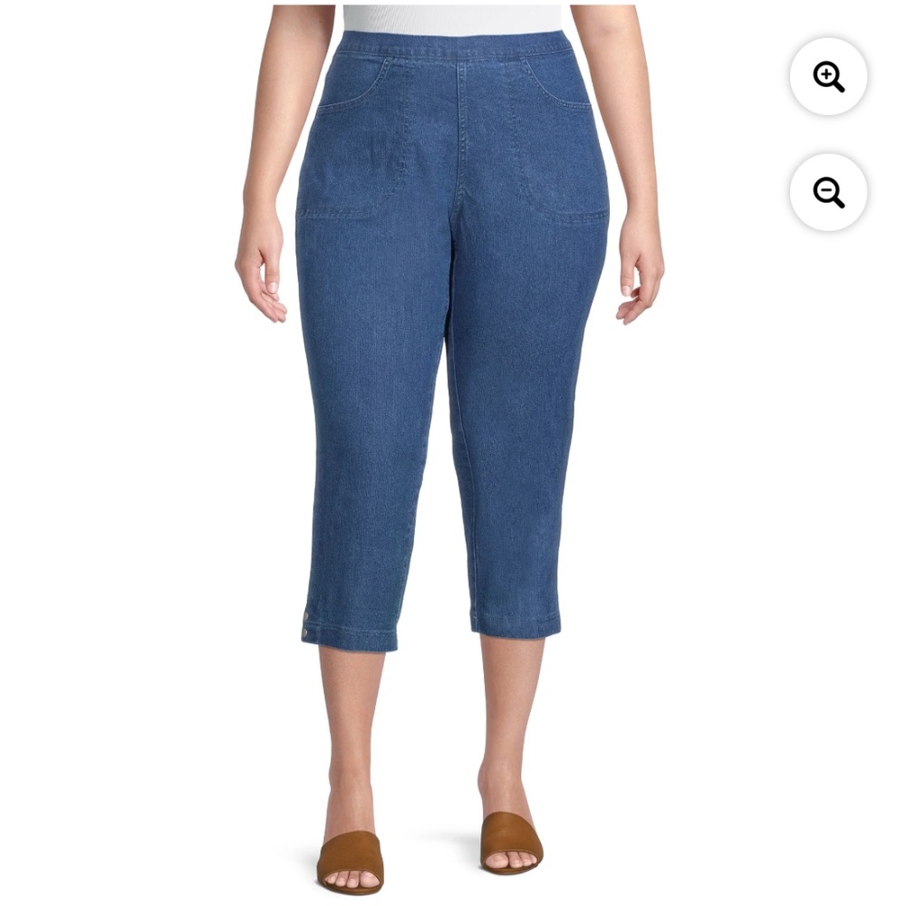 Just My Size Women’s Plus Medium Stonewash Snap Hem Cropped Pants Size 1X NWT - Picture 3 of 10